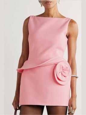 Elegant Pink Sleeveless Mini Dress with 3D Flower Detail